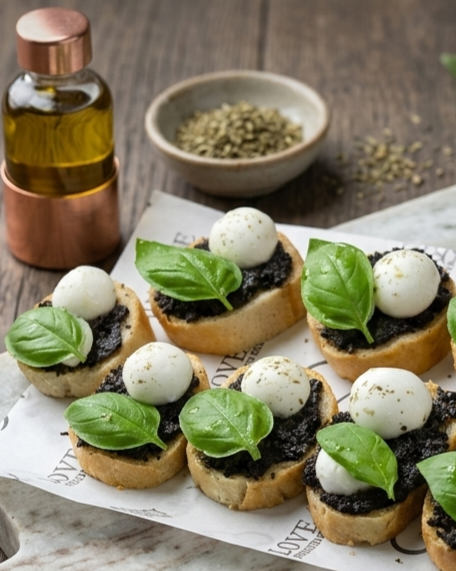 Brochetta Cheese & Black Olives - بروشيتا الجبن بالزيتون الأسود