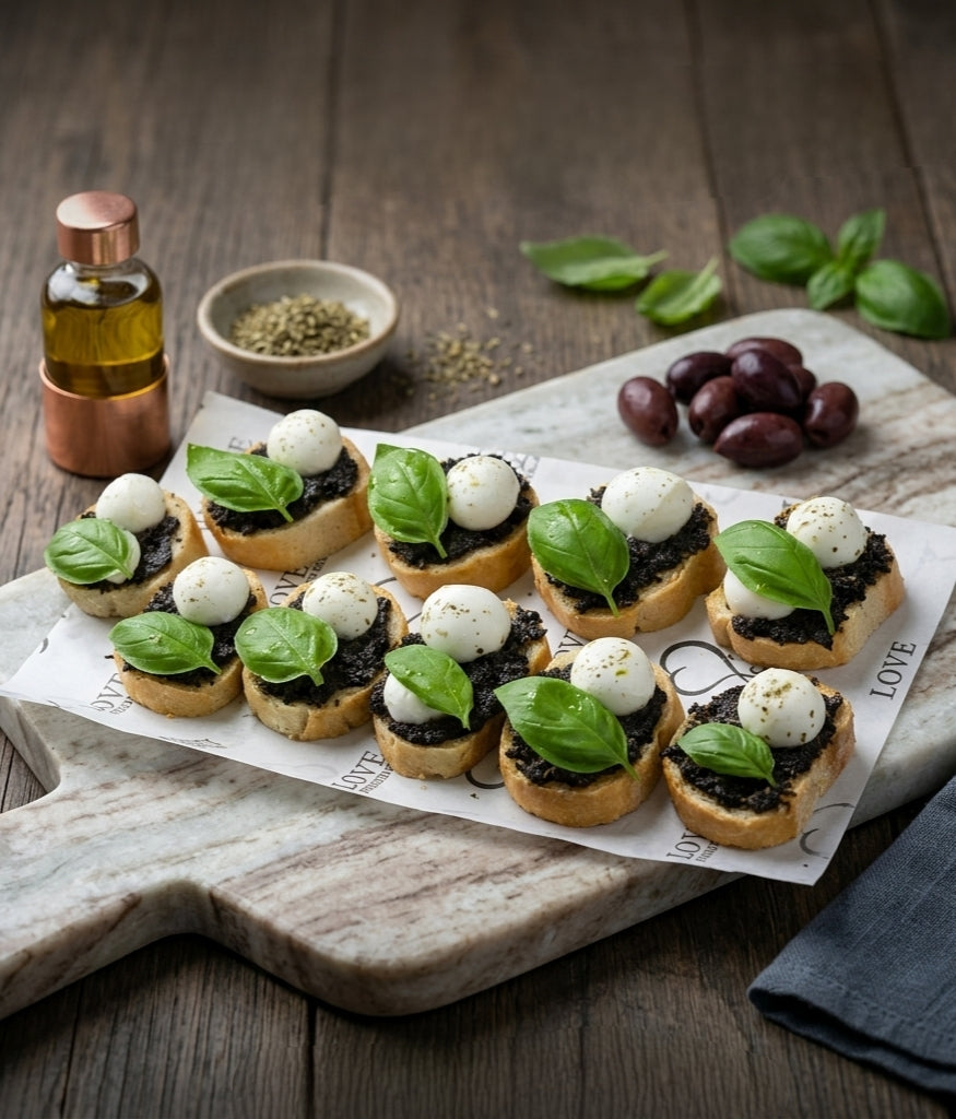 Brochetta Cheese & Black Olives - بروشيتا الجبن بالزيتون الأسود