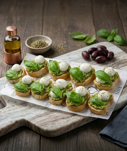 Brochetta Cheese & Green Olives - بروشيتا الجبن بالزيتون الأخضر